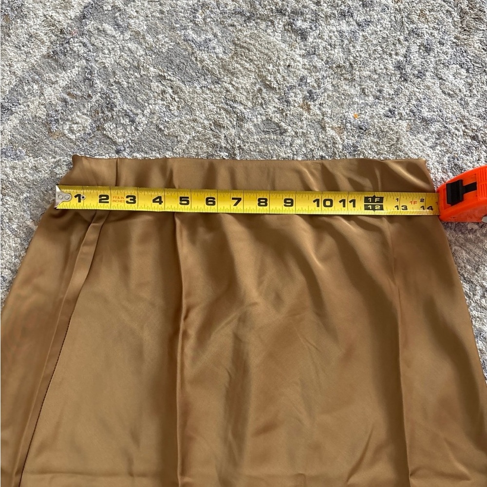 Elegant Satin Tan Midi Skirt - Picture 7 of 8